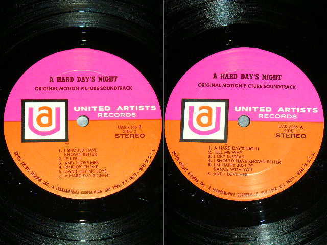 画像: THE BEATLES - A HARD DAYS NIGHT ( Sound Track ) / 1967 Version US AMERICA "PINK&ORANGE Label"  STEREO Used LP 