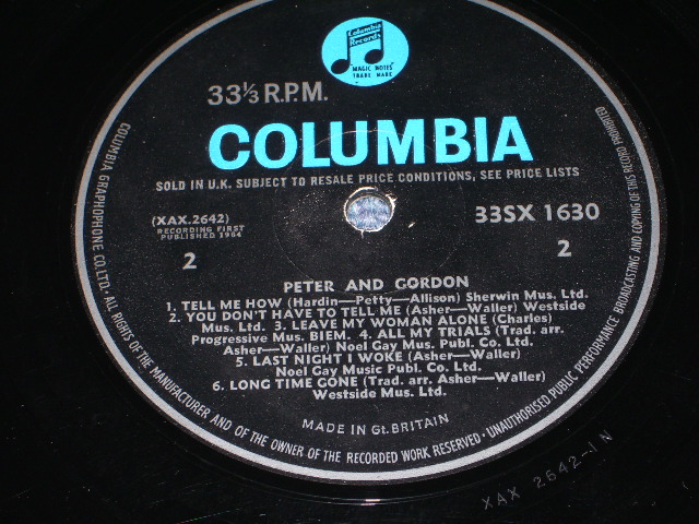 画像: PETER AND GORDON - PETER AND GORDON (1st Album) / 1964 UK ORIGINAL "BLUE COLUMBIA" MONO  LP 