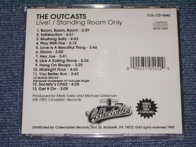 画像: THE OUTCASTS - LIVE ! STANDING ROOM ONLY  / 1993 US NEW CD