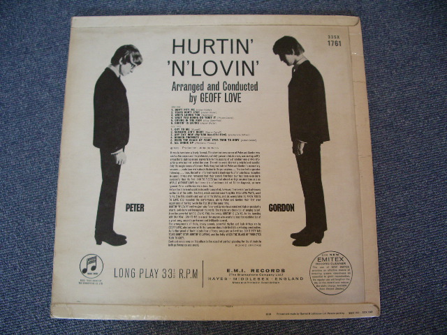 画像: PETER AND GORDON - HURTIN' 'N' LOVIN'  / 1965 UK ORIGINAL "BLUE COLUMBIA" MONO  LP MINT !! MATRIX No. 1 