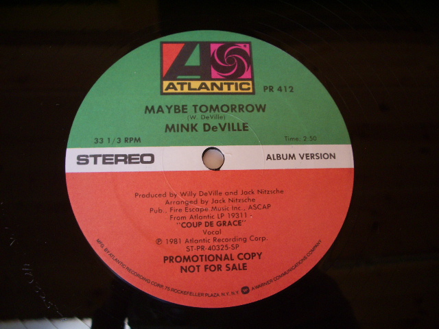 画像: MINK DeVILLE - MAYBE TOMORROW  / 1981  US ORIGINAL PROMO ONLY 12" SINGLE  