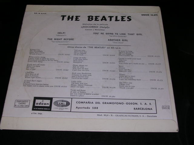 画像: THE BEATLES - HELP!  SOCORRO!   / 1960s SPAIN ORIGINAL 7"EP With PICTUER SLEEVE