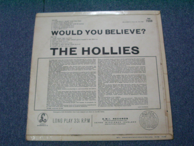 画像: THE HOLLIES - WOULD YOU BELIEVE ( Ex+++)  / 1966 UK ORIGINAL "YELLOW PARLOPHONE" MONO  LP 