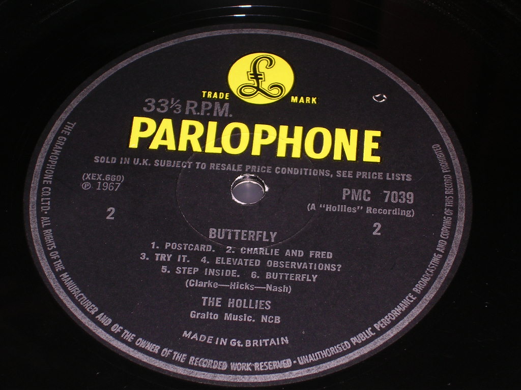 画像: THE HOLLIES - BUTTERFLY   / 1967 UK ORIGINAL "YELLOW PARLOPHONE" MONO  LP 