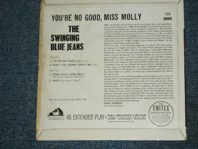 画像: SWINGING BLUE JEANS - YOU'RE NO GOOD,MISS MOLLY / 1964 UK ORIGINAL 7"EP With PICTURE SLEEVE  