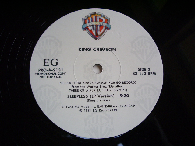 画像: KING CRIMSON - SLEEPLESS   / 1984 US ORIGINAL PROMO ONLY 12" 