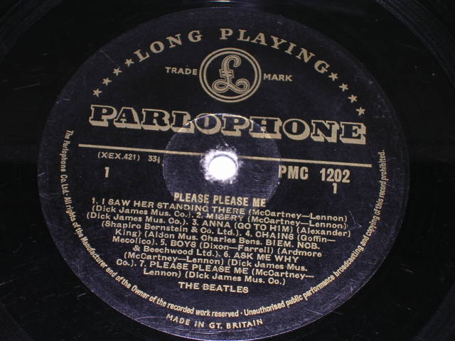 画像: THE BEATLES - PLEASE PLEASE ME ( GOLD & BLACK Label : 1st Press "DICK JAMES MUS.CO." Credit Label : MATRIX Number 1N & 1N : 'FAT' PMC Logo on Back Cover  )   / UK  GOLD PARLOPHONE ORIGINAL MONO LP