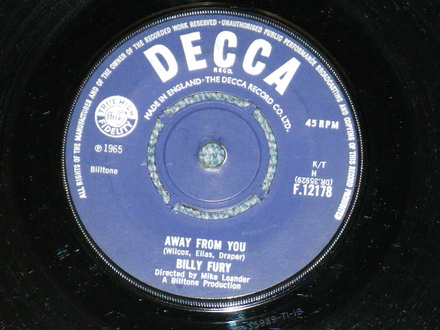 画像: BILLY FURY - IN THOUGHTS OF YOU / 1965 UK ORIGINAL 7"Single