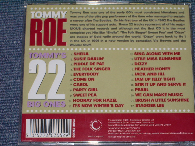 画像: TOMMY ROE - TOMMY'S 22 BIG ONES/ 2001 UK  BRAND NEW  CD 