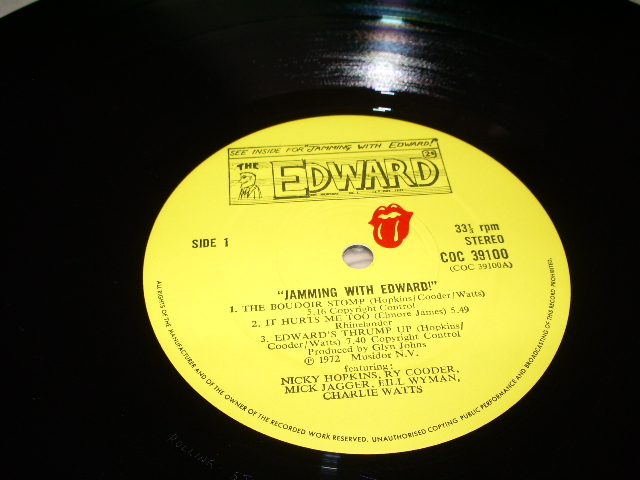 画像: ROLLING STONES+V.A. (Nicky Hopkins, Ry Cooder, Mick Jagger, Bill Wyman, Charlie Watts ‎) - JAMMING WITH EDWARD! / 1972 UK ORIGINAL LP