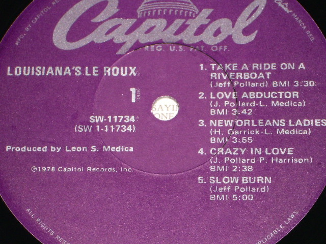 画像: LOUISIANA'S LE ROUX - LOUISIANA'S LE ROUX / 1978 US ORIGINAL LP