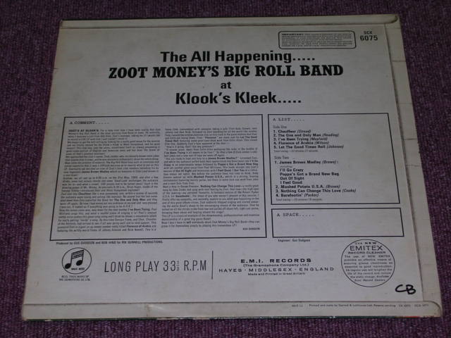 画像: ZOOT MONEY'S BIG ROLL BAND  - ZOOT! AT KLOOK'S KLEEK..... /  UK ORIGINAL 1st PRESS  LP 