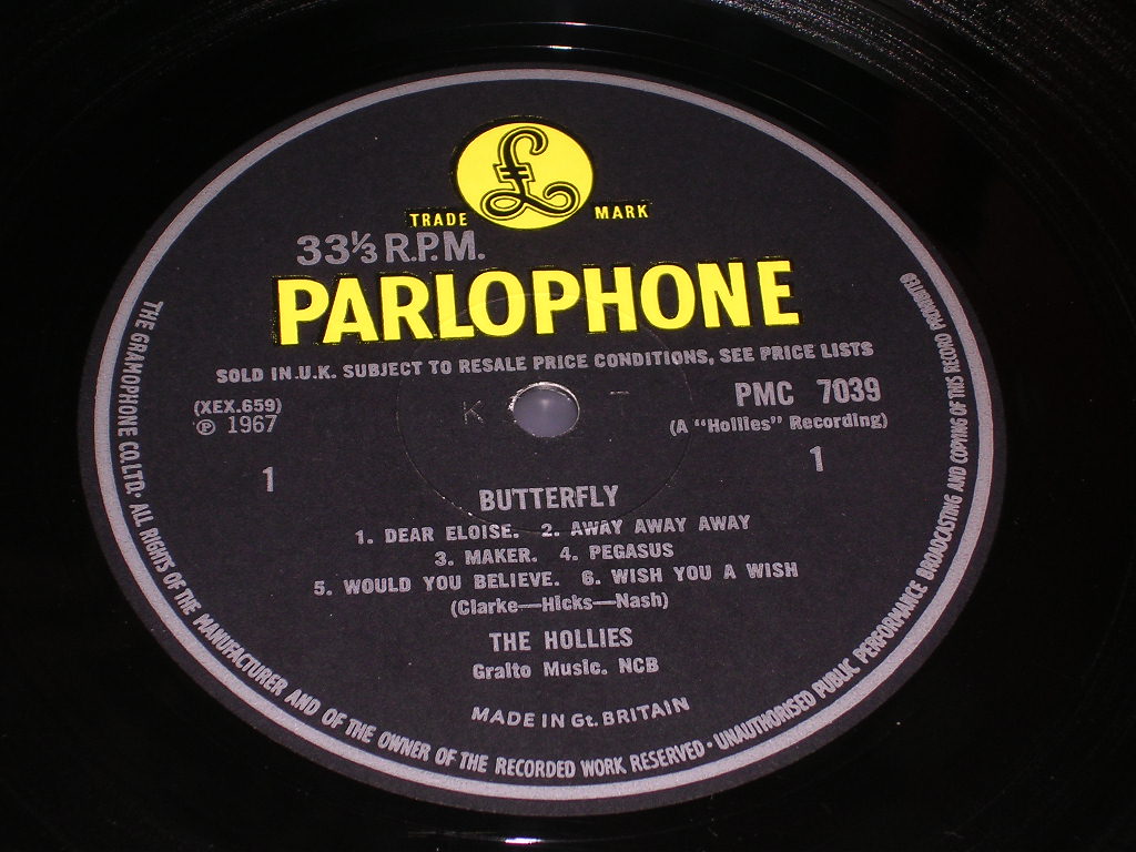 THE HOLLIES - BUTTERFLY / 1967 UK ORIGINAL 