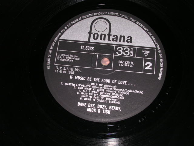 画像: DAVE DEE GROUP(DAVE DEE,DOZY,BEAKY,MICK & TICH ) - IF MUSIC BE THE FOOD OF LOVE... / 1966 UK ORIGINAL MONO LP 