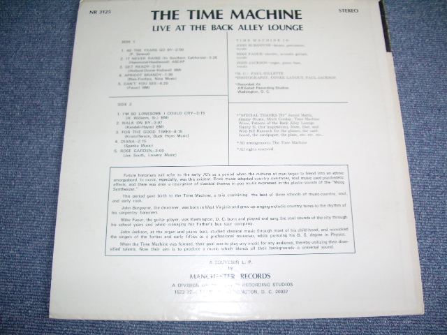 画像: THE TIME MACHINE - RECORDED  LIVE AT THE BACK ALLEY LOUNGE, WASHINGTON D.C.  / Early 1970s US ORIGINAL LP 