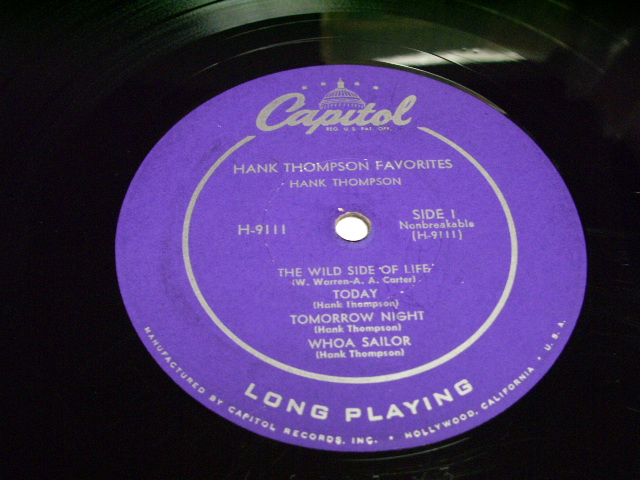 画像: HANK THOMPSON - FAVOTITES  / US ORIGINAL 10"LP 