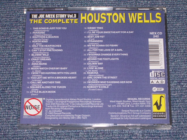 画像: HOUSTON WELLS - THE COMPLETE ( JOE MEEK STORY VOLUME 3 ) / 1993  UK  Brand New  CD