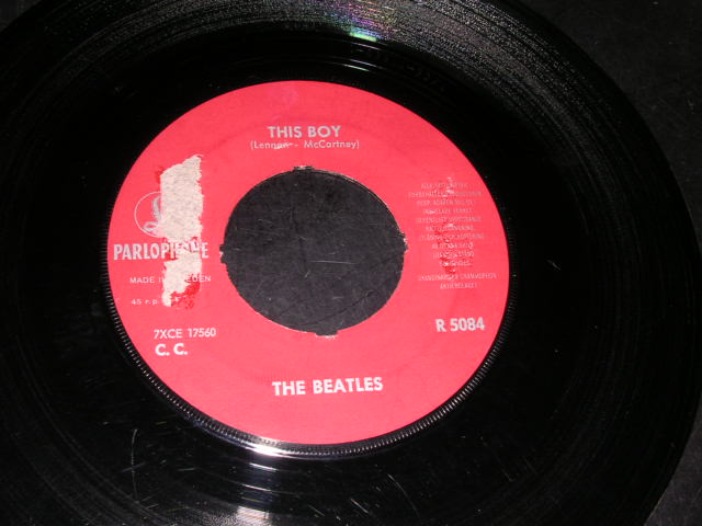 画像: THE BEATLES - I WANT TO HOLD YOUR HAND ( RED Label : Ex-/Ex+ ) / 1960's  SWEDEN ORIGINAL Used 7" Single With PICTURE SLEEVE 