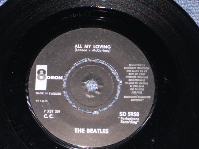 画像: THE BEATLES - ALL MY LOVING  ( Ex/Ex+ ) / 1960's  SWEDEN ORIGINAL Used 7" Single With PICTURE SLEEVE 