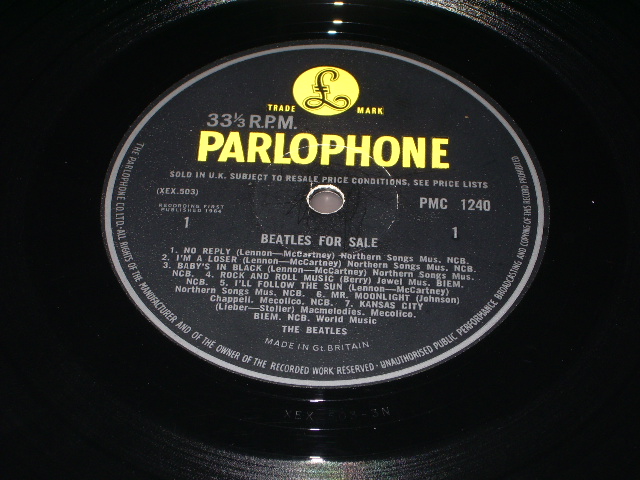 画像: The BEATLES - BEATLES FOR SALE (Matrix # A)XEX-503-3N 5 PPH B)XEX-504-4N 2 RPT)  (Ex+/Ex+ B-1,5,6]Ex) / 1965 UK ENGLAND ORIGINAL "YELLOW PARLOPHONE" "MONO" Used LP