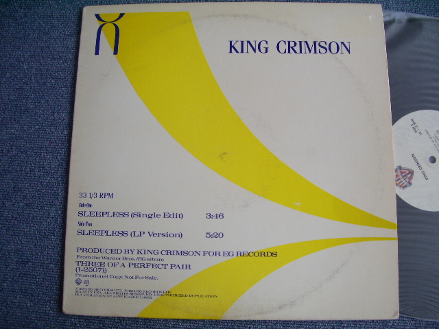 画像1: KING CRIMSON - SLEEPLESS   / 1984 US ORIGINAL PROMO ONLY 12" 