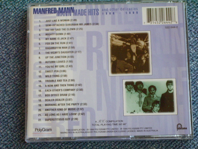 画像: MANFRED MANN - MANN MADE HITS and OTHER DELICACIES 1966-1969  / 1994 AUSTRALIA  BRAND NEW  CD