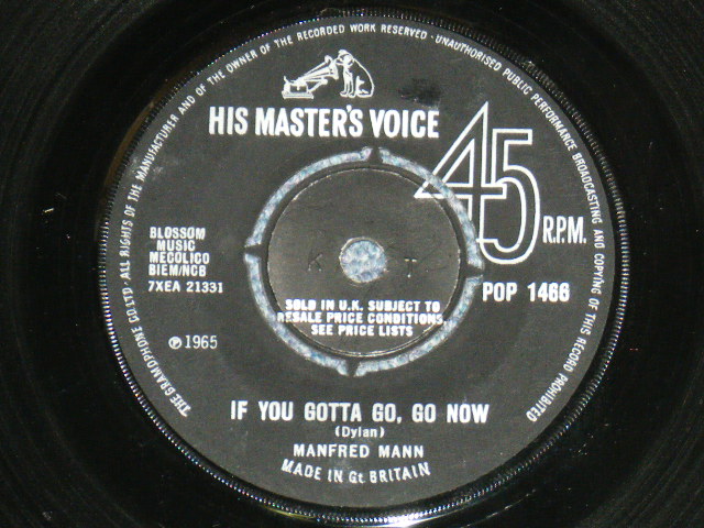 画像: MANFRED MANN - IF YOU GOTTA GO, GO NOW  / 1965 UK ORIGINAL 7"Single 