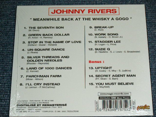 画像: JOHNNY RIVERS - MEANWHILE BACK ST THE WHISKY A GO GO  ( ORIGINAL ALBUM With BONUS TRACKS )  / 1998 FRANCE ORIGINAL Brand New  SEALED CD