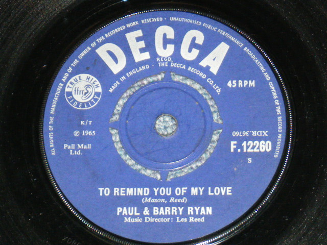 画像: PAUL & BARRY RYAN - DON'T BRING ME YOUR HEARTACHES / 1965 UK ORIGINAL 7"Single 