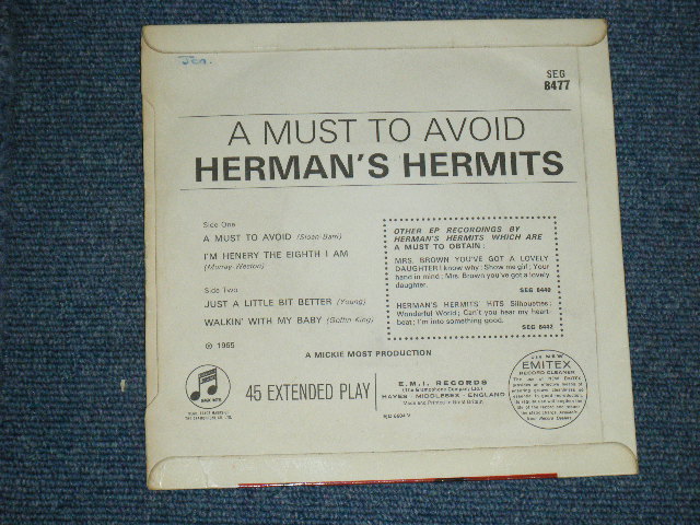 画像: HERMAN'S HARMITS - A MUST TO AVOID / 1966 UK ORIGINAL 45rpm 7" EP 