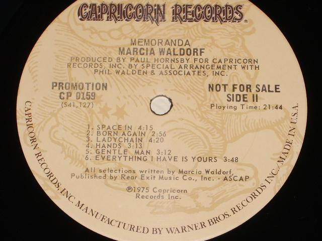 画像: MARCIA WALDORF - MEMORANDA / 1975 US ORIGINAL PROMO LP 