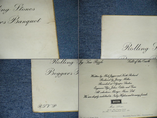 画像:  THE ROLLING STONES - BEGGARS BANQUET ( MATRIX # 4A/2A ) / 1968 UK ORIGINAL MONO LP 