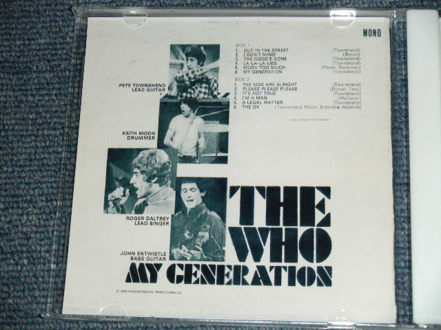 画像: THE WHO - MY GENERATION ( ORIGINAL ALBUM + RARE BONUS TRACKS )   / GERMAN Brand New  CD-R 