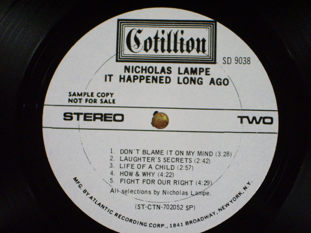 画像: NICHOLAS LAMPE - IT HAPPENED LONG AGO  / 1970 US ORIGINAL WHITE LABEL PROMO LP 