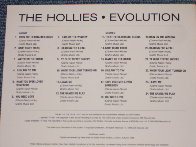 画像: THE HOLLIES - EVOLUTION ( 2in1 / MONO & STEREO ) / 1999  EU   Brand New Digi-Pack CD