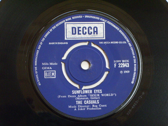 画像: CASUALS - SUNFLOWERS EYES / 1969 UK ORIGINAL 7"SINGLE