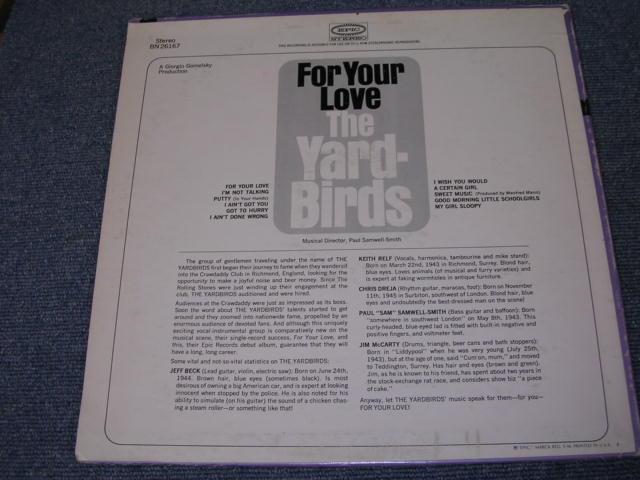 画像: THE YARDBIRDS - FOR YOUR LOVE / 1965 US ORIGINAL STEREO LP 